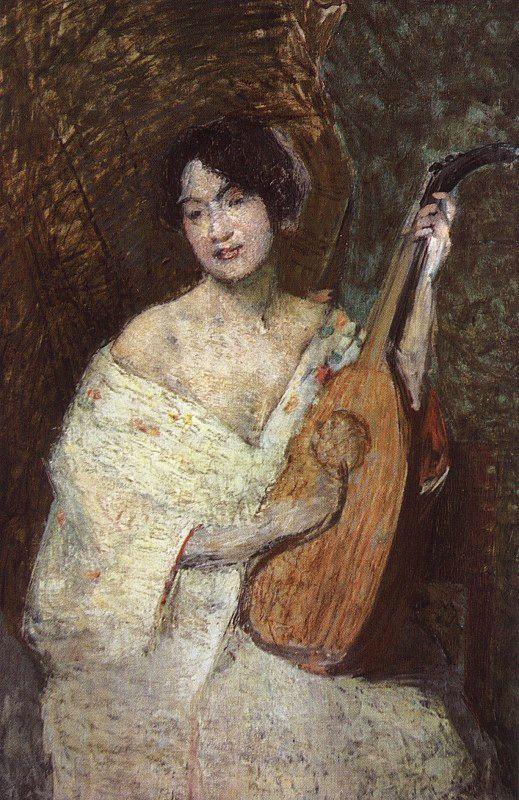 Alden J Weir Lady with a Mandolin china oil painting image